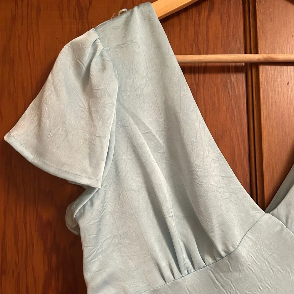 Wild Fable Sky Blue Flutter Sleeve Dress - Picture 3 of 6